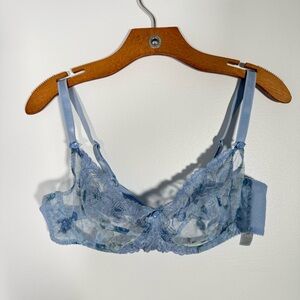 Freya Blue Sheer Floral Bra Underwire Mermaid Fairy Pretty 38C